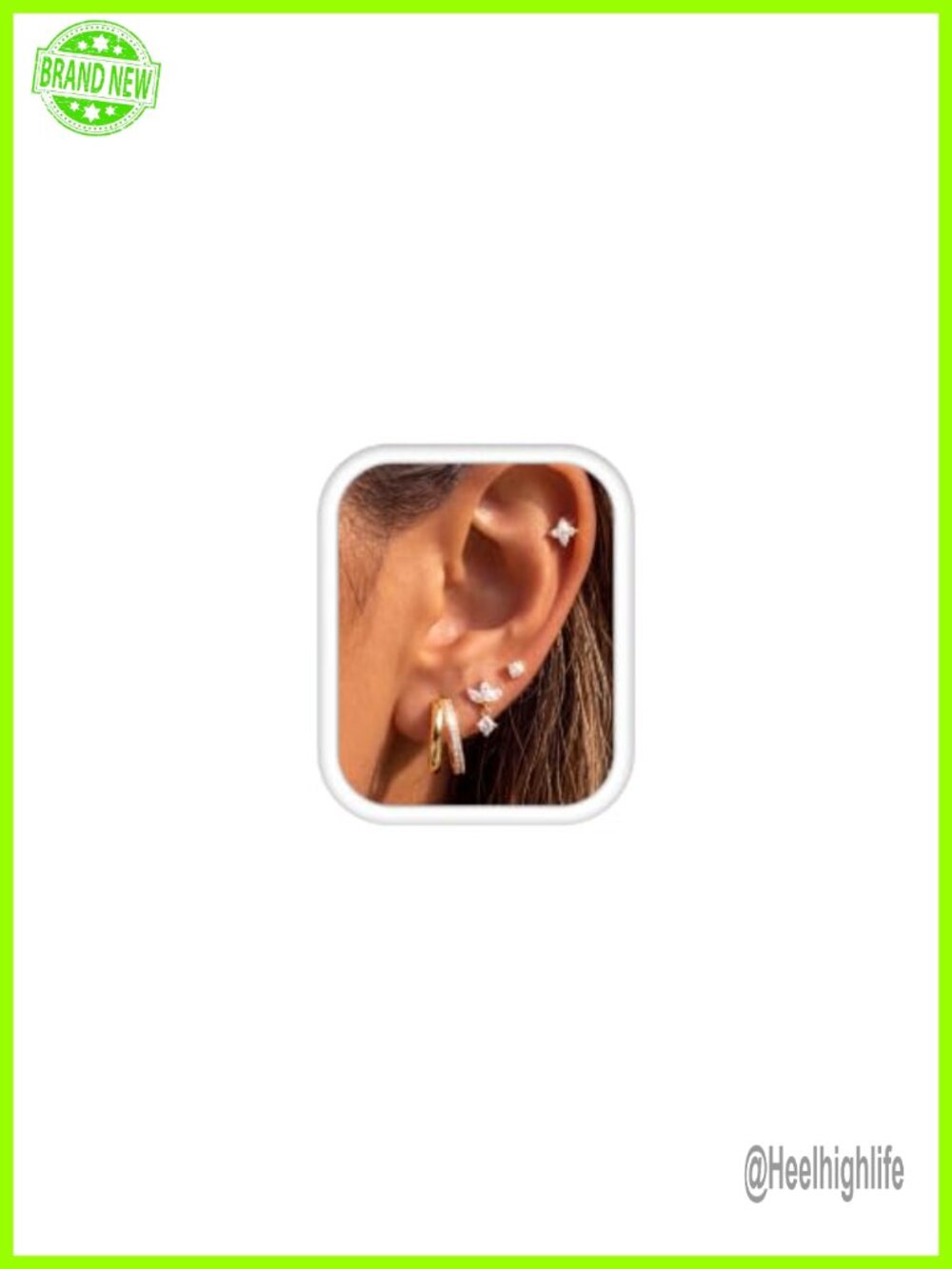 Stainless Steel Flat Back Stud Hoop Earring Set 16K Gold Plated Screw Back